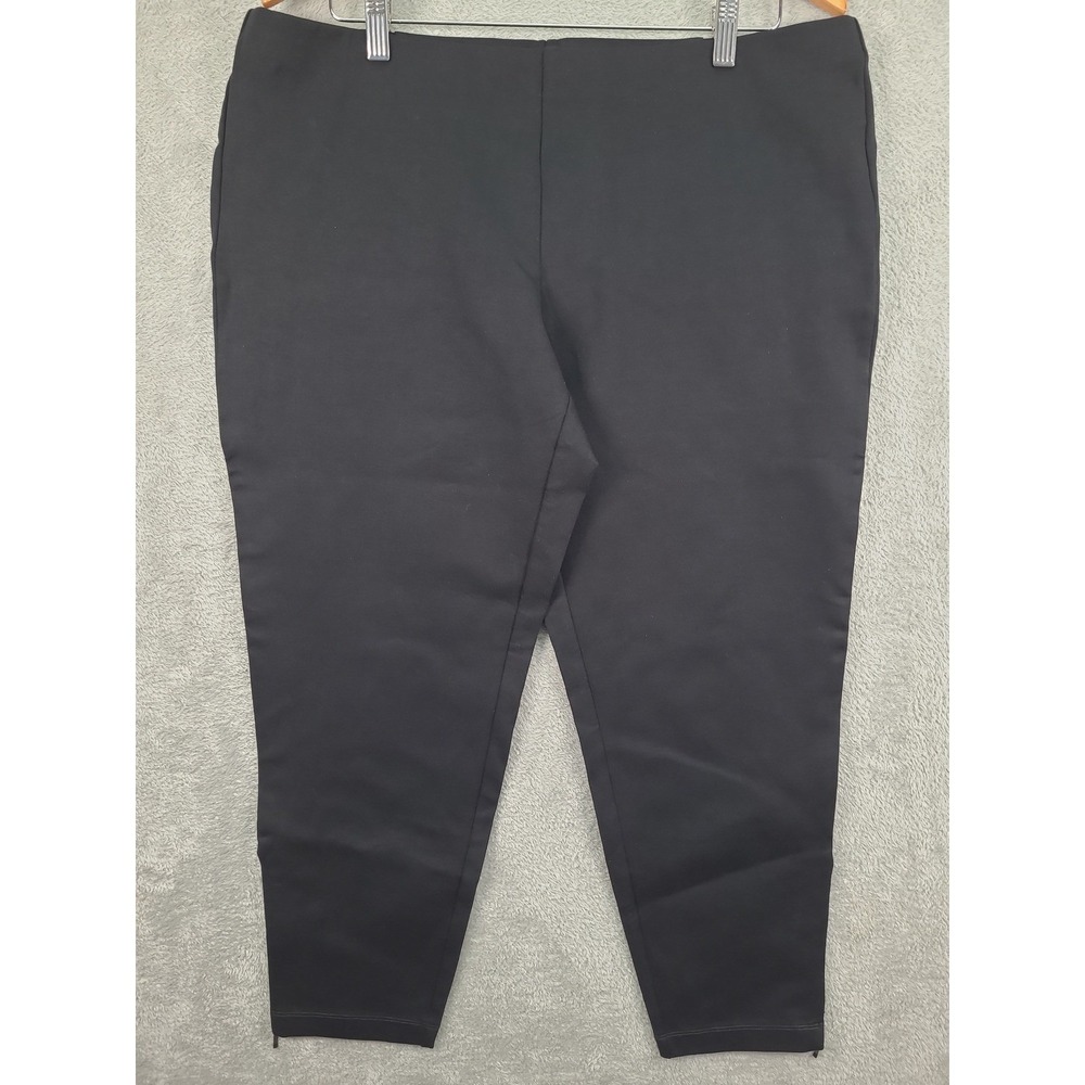 Eileen Fisher XL Black Knit Zipper Hem Stretch Pants Leggings Trousers Pull‎ On